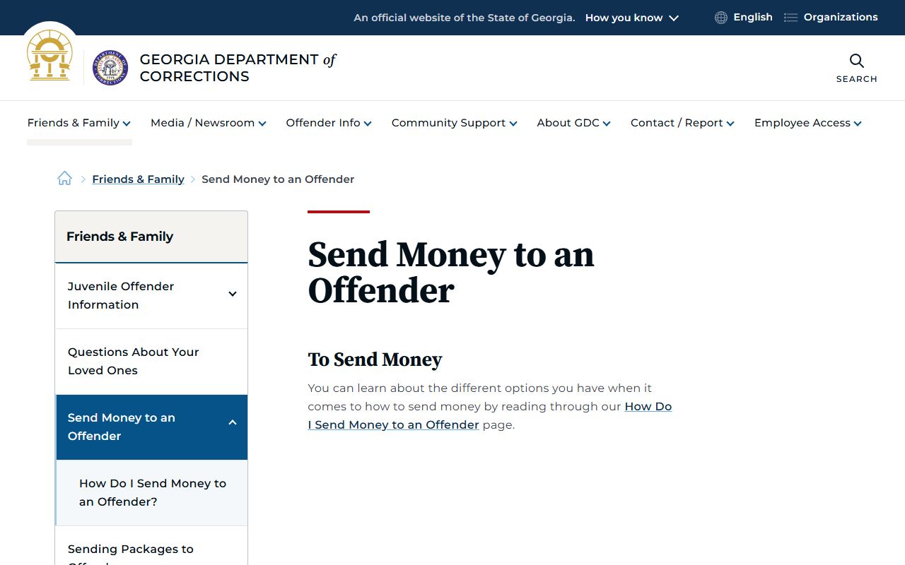 GDC money deposit rules for Montgomery State Prison inmates