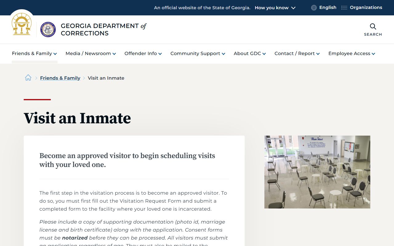 GDC visitation rules for Montgomery State Prison inmates