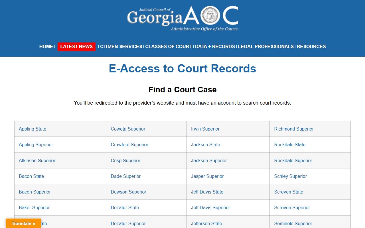 Georgia Courts eAccess for Montgomery County court records after arrest